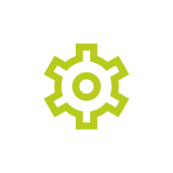 Grünes Zahnradsymbol als Icon für Einstellungen oder Systemkonfiguration