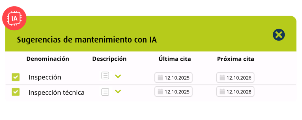 Sugerencias de mantenimiento AI en el portal geoCapture