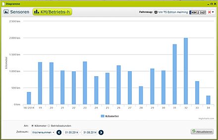 Evaluaciones de kilómetros recorridos por día