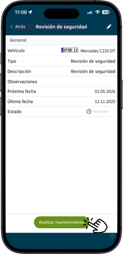 Vista de un control de seguridad en la aplicación geoCapture