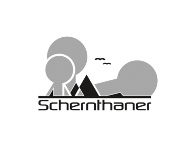 Schernthaner Logo mit stilisierten Bäumen und Bergen